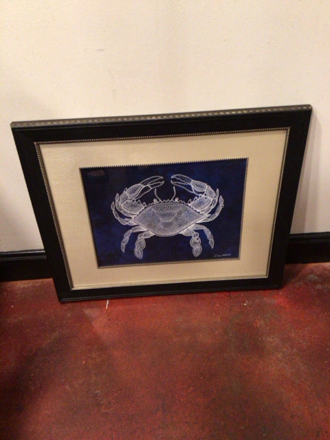 Signed Black/White Crab Framed Art