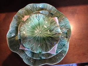 Arhaus Decorative Green Ceramic Lilly Pad Plate Set