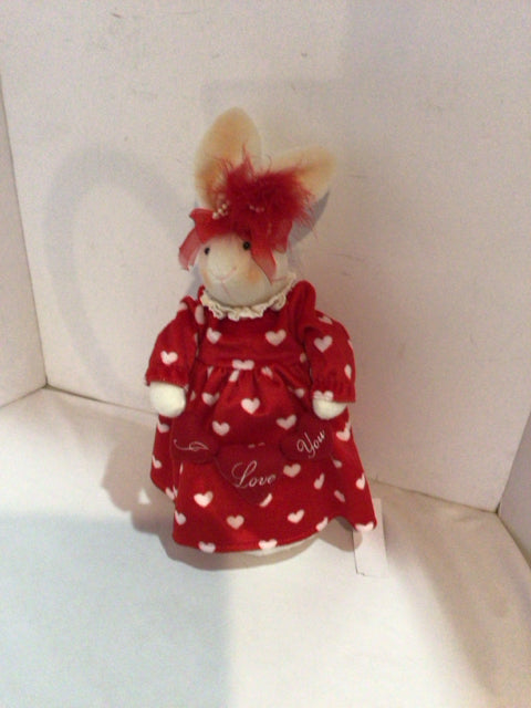 Valentine's White/Red Fleece Bunny Holiday Item