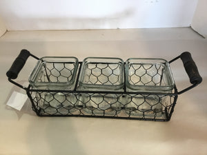 Caddy Black Wire/Glass 3 Bottles Crate