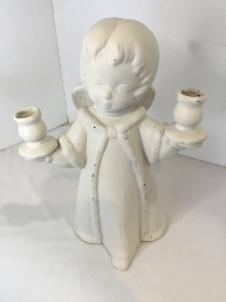 Statue White Ceramic Candle Holder Angel Holiday Item