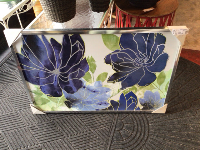 Blue/Green Flowers Framed Art