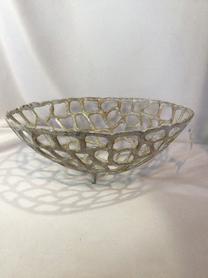 White/Gold Metal Webbing Bowl