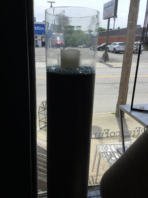 Brown Metal/Glass Cylinder Candle Holder