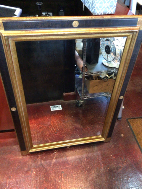 Oversized Black/Gold Beveled Mirror