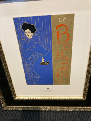 Oriental Blue/Tan Woman Framed Art