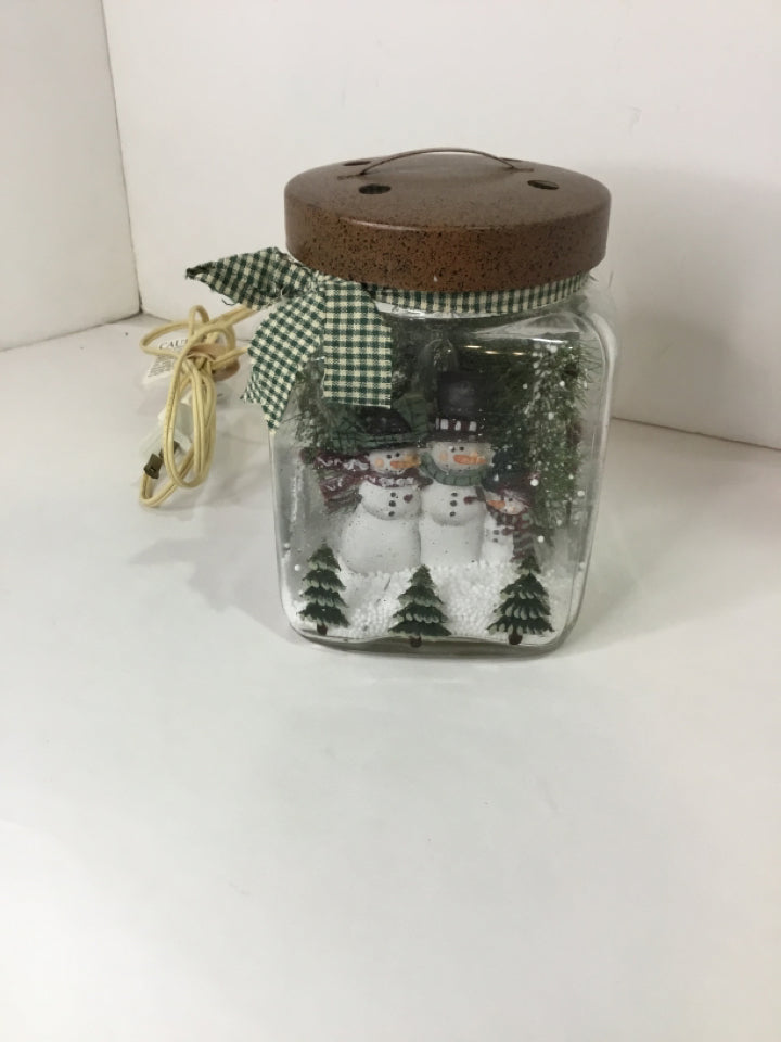 Clear Glass Jar Snowman Holiday Item
