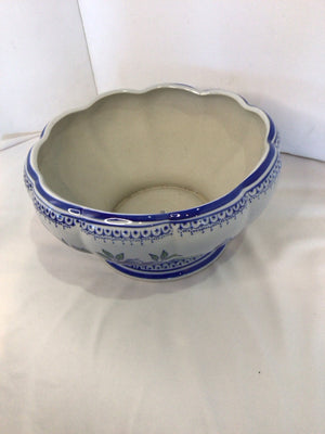 Blue/White Ceramic Floral Planter