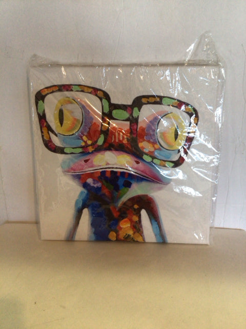 Multi-Color Canvas Frog Stretch Canvas Art