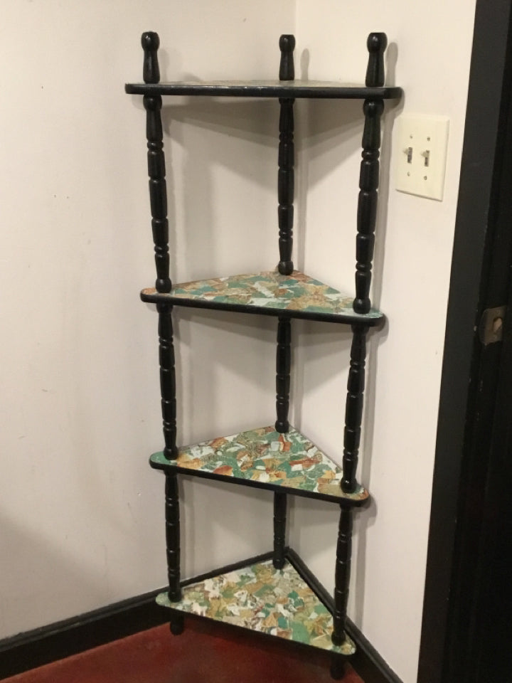 Corner Black/Multi Wood Shelf