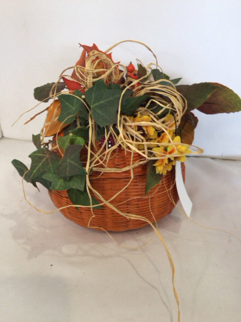 Fall Orange/Multi Wicker Pumpkin Basket Holiday Item