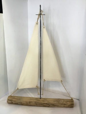 Brown/Cream Wood/Metal Sailboat Misc