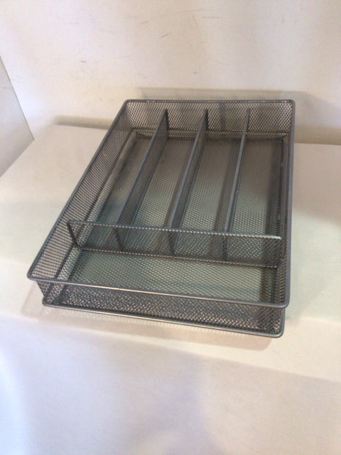 Silver Mesh Divided Silverware Caddy