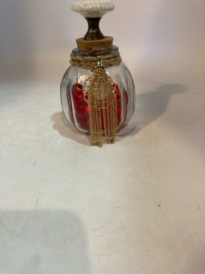 Clear/Red Glass Bottle