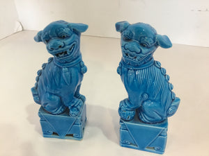 Reproduction Blue Ceramic Foo Dog Figurine