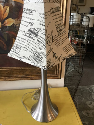 Silver/White Metal Lamp