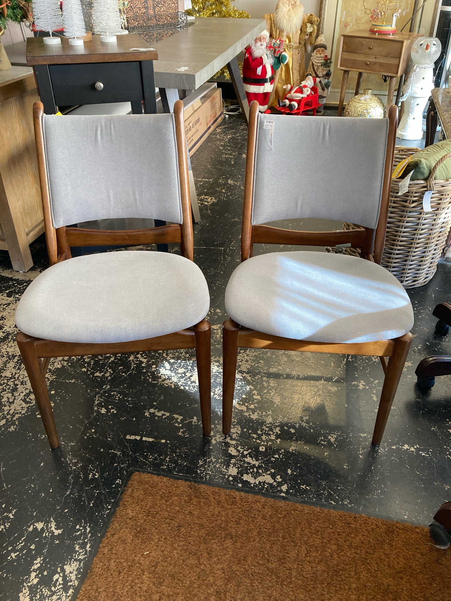Mid-Century Pair Gray/Brown Chair Set