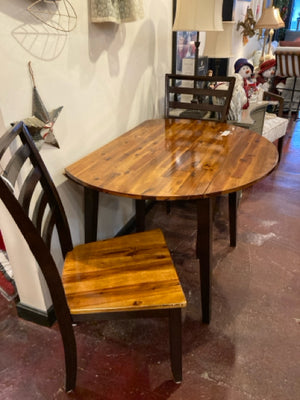 Wood Drop Leaf 2 Chairs Brown Table & Chairs