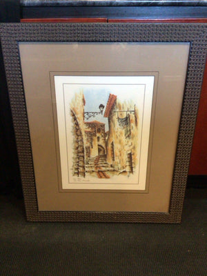 Print Brown/Cream Village Framed Art