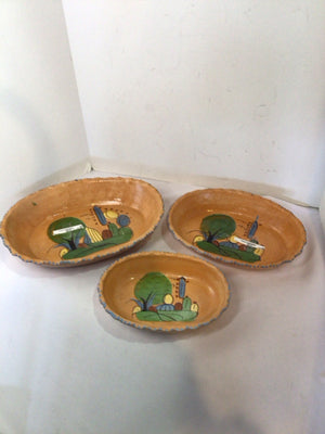 Mexican Terra Cotta Pottery Set of 3 Bowl Set