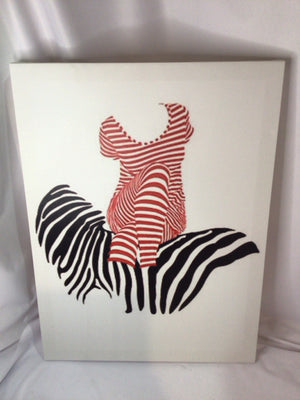 White/Black Zebra Woman Stretch Canvas Art