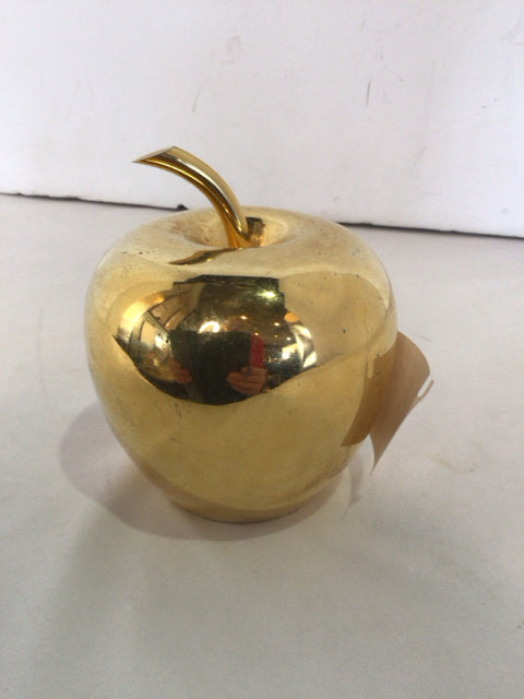 Gold Metal Apple Paperweight