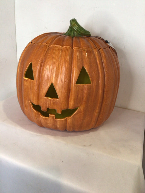 Halloween Orange Ceramic Jack o'Lantern Lidded Holiday Item