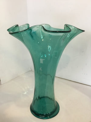 Blue Glass Wavy Vase