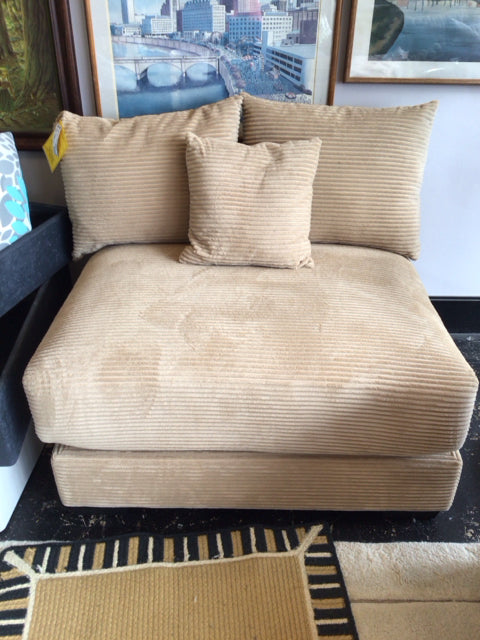 Armless Corduroy Tan Chair