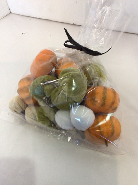 Fall Green/Orange Fabric Pumpkin In Bag Holiday Item