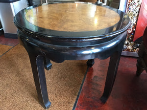 Oriental Wood AS IS Round Black/Brown Table