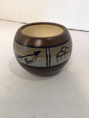 Native American Tan/Black Ceramic Bowl