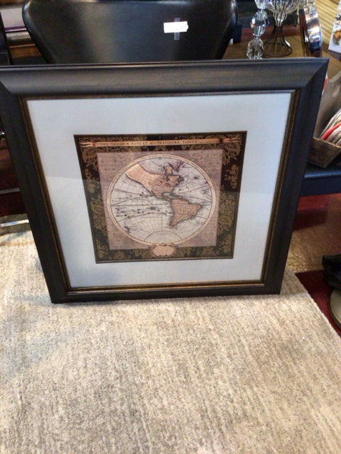 Bronze Global Map Framed Art