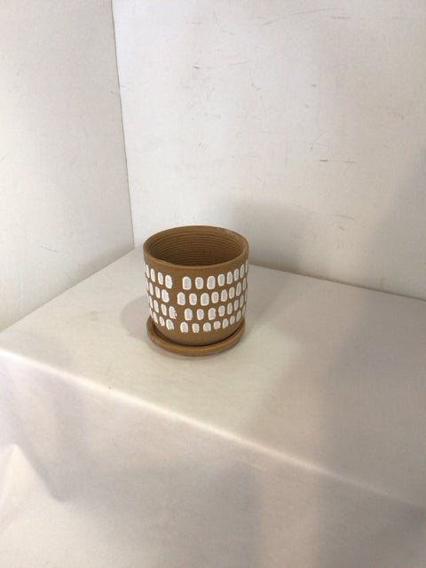 Brown/White Ceramic Polka Dot Planter