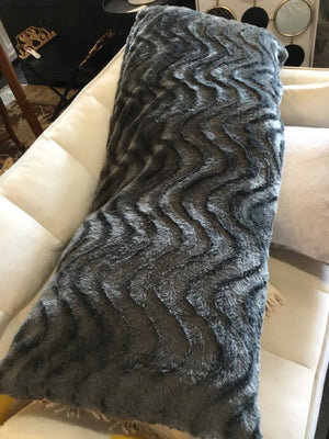 Gray Faux Fur Rectangle Pillow