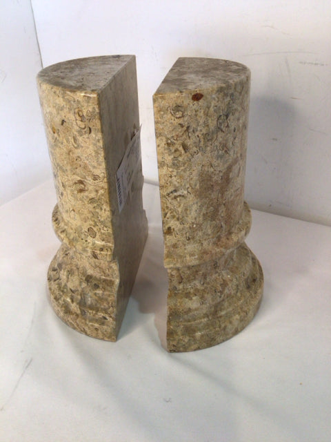 Pair Brown/Cream Marble Book Ends