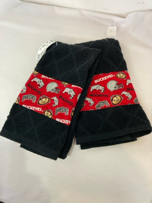 Hand Black/Red Cotton Pair Ohio State Towel