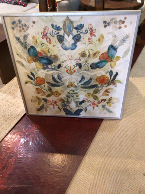 Cream/Multi Floral Framed Art