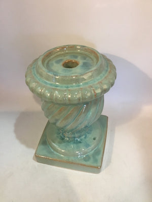 Aqua Ceramic Twisted Candle Holder