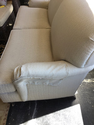Ethan Allen Tight Back Chevron Gold Sofa