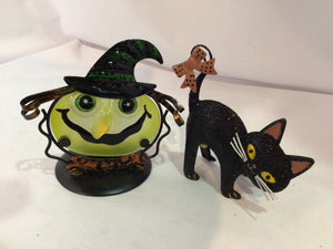 Halloween Black Metal Cat Candle Holiday Item