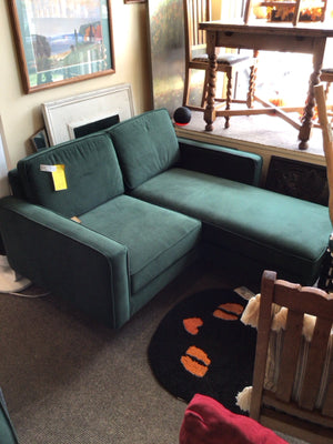 Burrow Love Seat Velvet Green Sectional Sofa DVL2AUYX