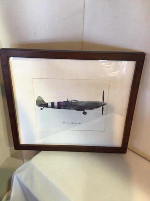 Pottery Barn Kids White/Gray Airplane Framed Art