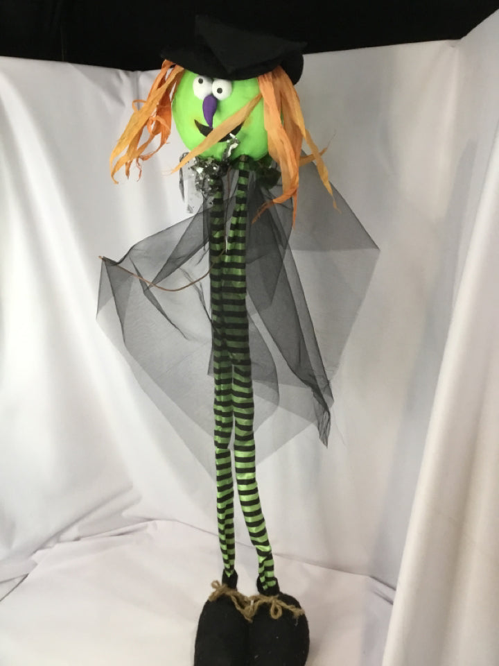 Halloween Green/Black Nylon Witch Holiday Item