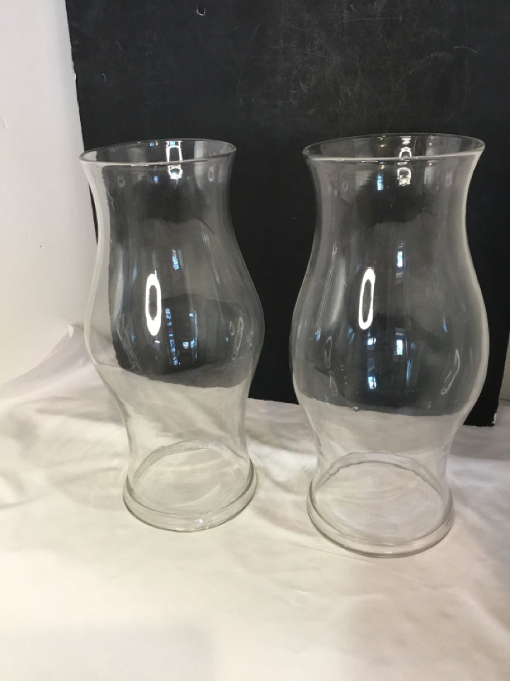 Clear Glass Hurricane Pair Candle Holder