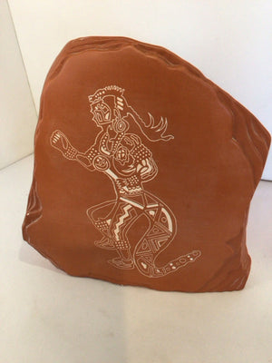 Native American Orange Plaster Figurine
