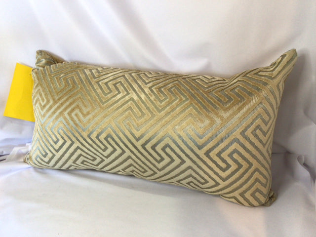 Lumbar Beige/Gold Polyester Down Pillow