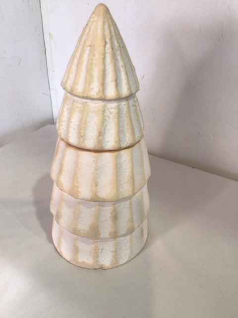 Candle White Ceramic Tree Lidded Holiday Item