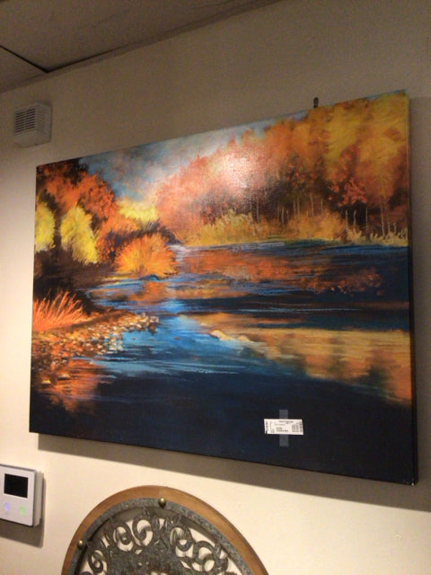 Landscape Blue/Orange Autumn Stretch Canvas Art