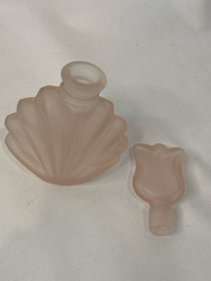 Japanese Vintage Perfume Pink Frosted Glass Tulip Bottle